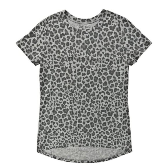 Zoe + Liv Gray Leopard Print T-Shirt SIZE-XXL - Picture 1 of 6